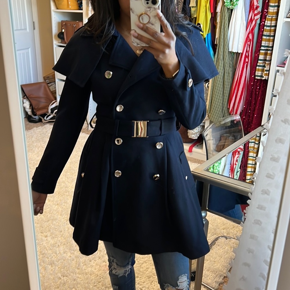 Navy blue flare coat